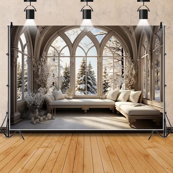 7x5FT Arch Wedding Flowers Backdrop White Flowers Aesthetic Floral French Wedding Photography Background Arch Window Backdrop Wedding Bridal Party Photo Booth Props