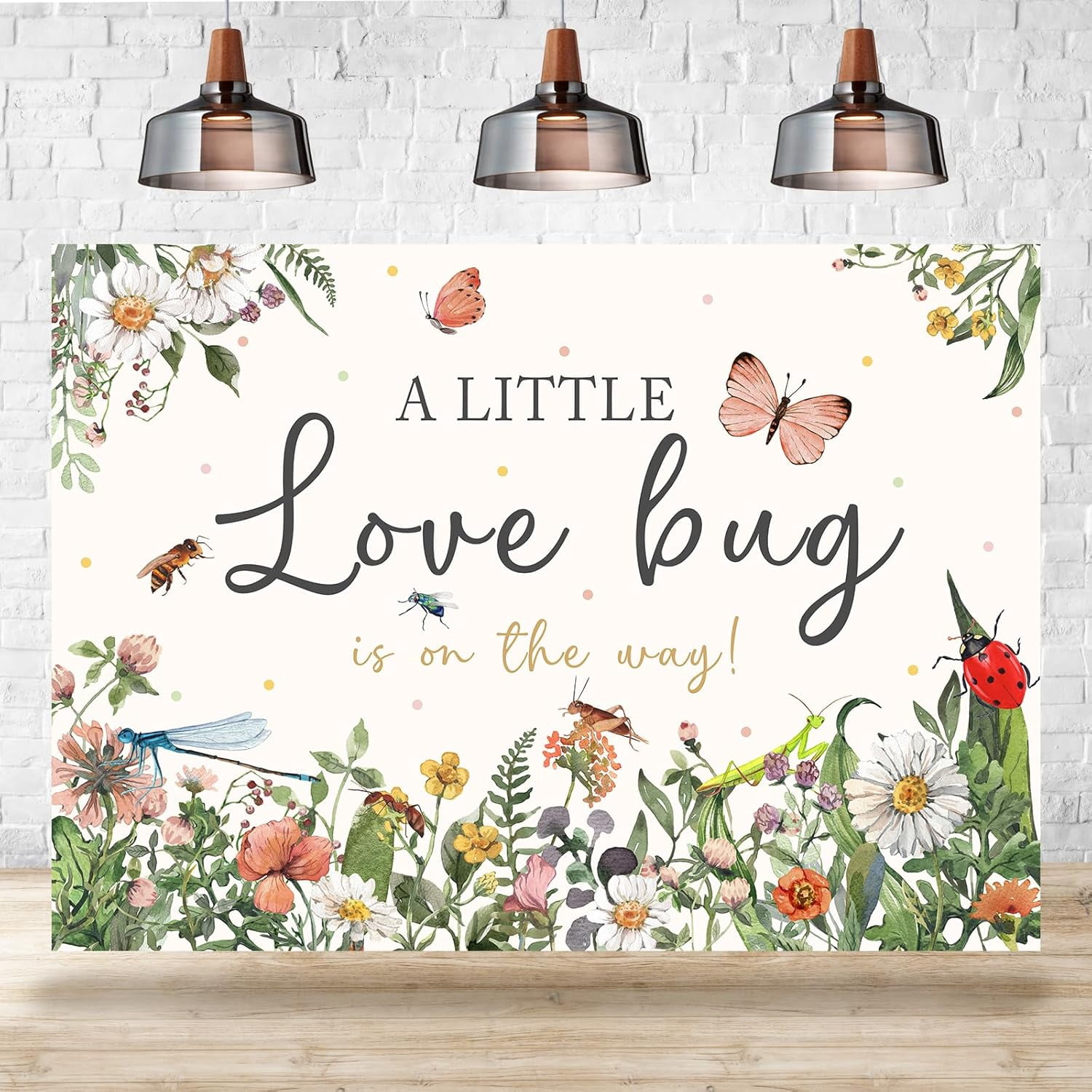 7x5FT Baby Shower Backdrop A Little Love Bug is On The Way Photography ...
