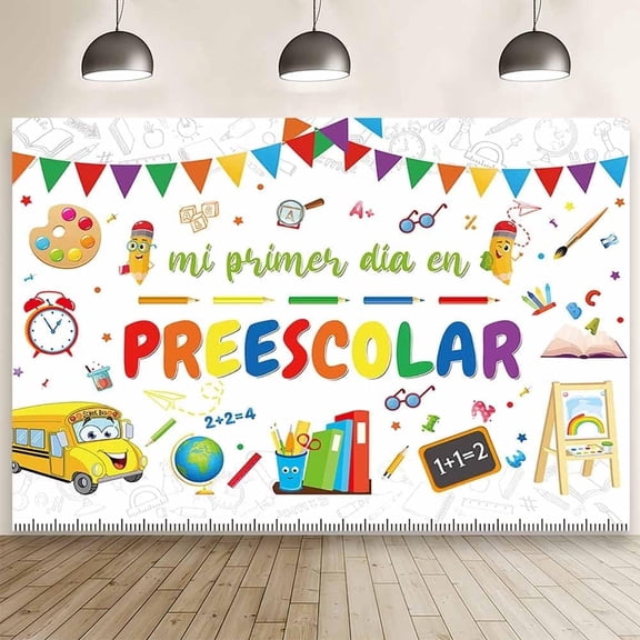 7x5FT Back to School Backdrop Mi Primer Da En Preescolar Background First Day of Preschool Kindergarten Classroom Students Party Decorations Banner Photo Props