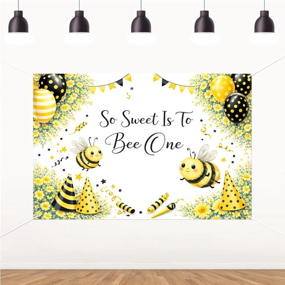 7x5FT Bee 1st Birthday Backdrop So Sweet is to Bee One Background for Boys Girls Yellow Floral Honey Bee First Birthday Party Decorations Banner Supplies Photo Booth Props