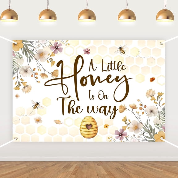 7x5FT Bee Baby Shower Backdrop A Little Honey is on The Way Photography Background Honey Bee Baby Shower Party Decorations Banner Supplies Photo Booth Props