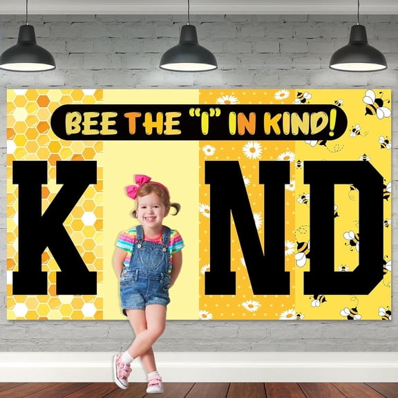 7x5FT Bee Theme Backdrop Back to School Classroom Decorations Inspirational Motivational Bee the Kind Classroom Backdrop Photo Booth Props Background for Kindergarten Elementary Wall Room Decor