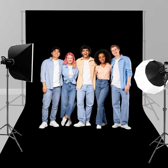 7x5FT Black Backdrop for Photography, High Density Polyester Fabric Background Curtain Screen Foldable Seamless, Suitable for Photo Portrait Party Video Studio