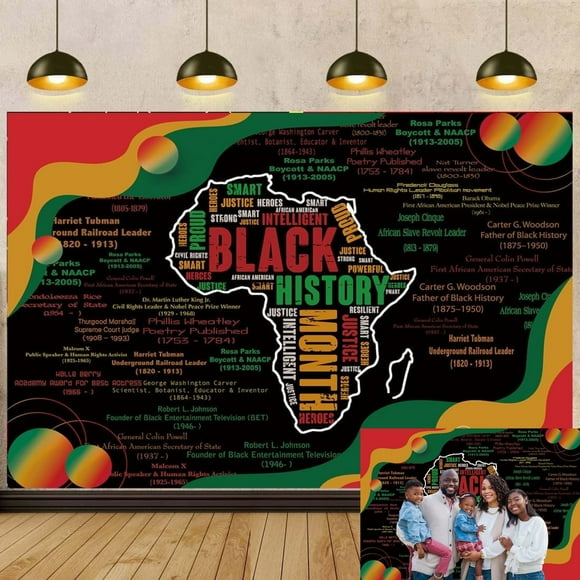 7x5FT Black History Month Backdrop African American Holiday Party Photography Background for Home Black History Month Poster Decorations Supplies
