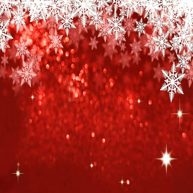 7x5FT Christmas Backdrop Snowflakes Background Red Bokeh Backgrounds ...