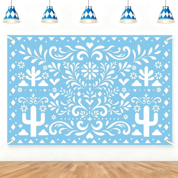 7x5FT Cie-lito Lin-do Backdrop Blue Mexican Talavera Baby Shower Background Floral Carnival Mexico Fiesta Birthday Bridal Shower Wedding Party Decorations Banner Supplies Photo Booth Props