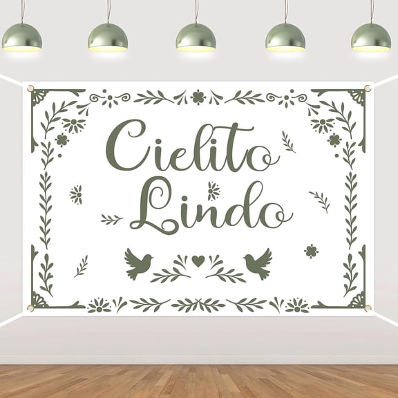 7x5FT Cie-lito Lin-do Party Decorations Banner Green Cie-lito Lin-do Backdrop Floral Bird Papel Picado Backdrop Mexican Talavera Photography Background for Boys Girls Baby Shower Mexican Fiesta