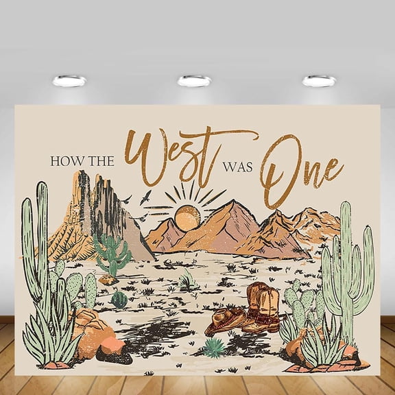 7x5FT Cowboy Theme Cool Birthday Backdrop 1st Happy Birthday How The West was One Rustic Wild West Rodeo Photography Background Rodeo Party Banner Supplies