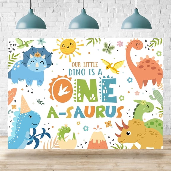 7x5FT Dinosaur 1st Birthday Backdrop One a Saurus Cartoon Dinosaur Photography Background Dino First Birthday Party Decorations Cake Table Banner Supplies Photo Booth Props