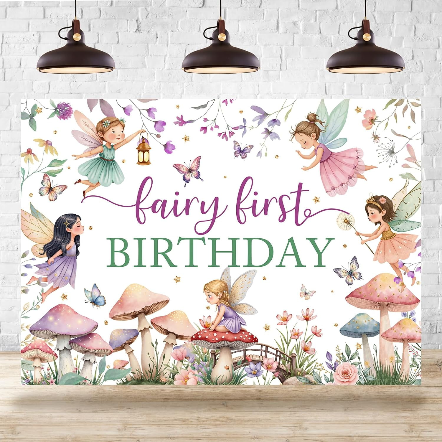 Floral Fairy Custom 1st Birthday Backdrop For Girls