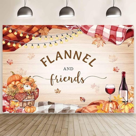 7x5FT Fall Friendsgiving Backdrop Flannel and Friends Party Decorations Banner Rustic Wood Wall Pumpkin Friends Thanksgiving Cheers to Our Friendship Photography Background Photo Booth Props