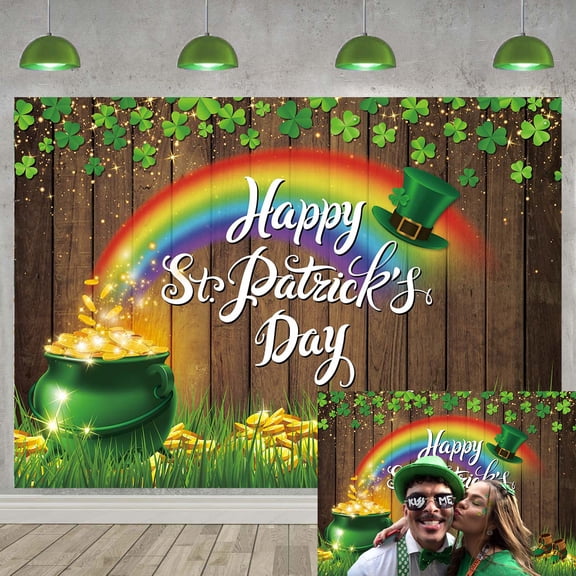 7x5FT Happy St. Patrick's Day Backdrop St Patricks Day Backdrops for Photography Irish Luck Day Festival Party Decorations Supplies Vinyl