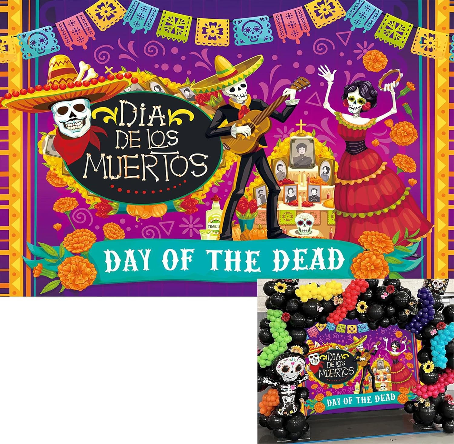 7x5FT Mexican Day of The Dead Backdrop Dia De Los Muertos Altar ...