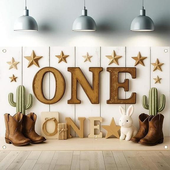 7x5FT ONE Year Old Beautiful Birthday Backdrop Banner Country Boot Hat Floral Glitter Rustic Wooden Photography Background for Women Wild West Decorations Photo Booth Studio Props