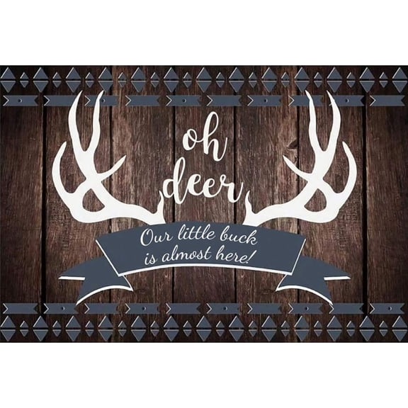 7x5FT Oh Deer Boy Baby Shower Backdrop Our Little Buck is Almost Here Photography Background Gray Rustic Wood Newborn 1st Birthday Decorations Banner Photo Booth Props