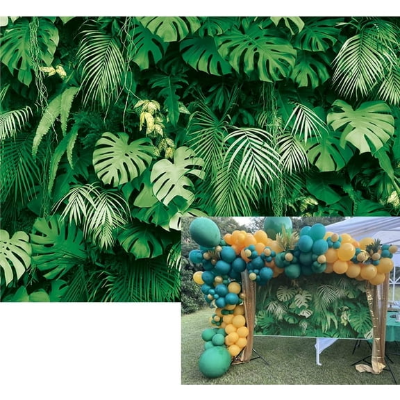 7x5FT Photo Backdrop Hawaii Backdrop Summer Tropical Palm Leaves Backdrop Jungle Theme Backdrop Safari Plants Party Background