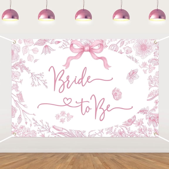 7x5FT Pink Chinoiserie Bridal Shower Backdrop Vintage Pink Bow Floral Bride to Be Background for Bow Theme Bridal Shower Bachelorette Wedding Party Decorations Banner Supplies Photo Props