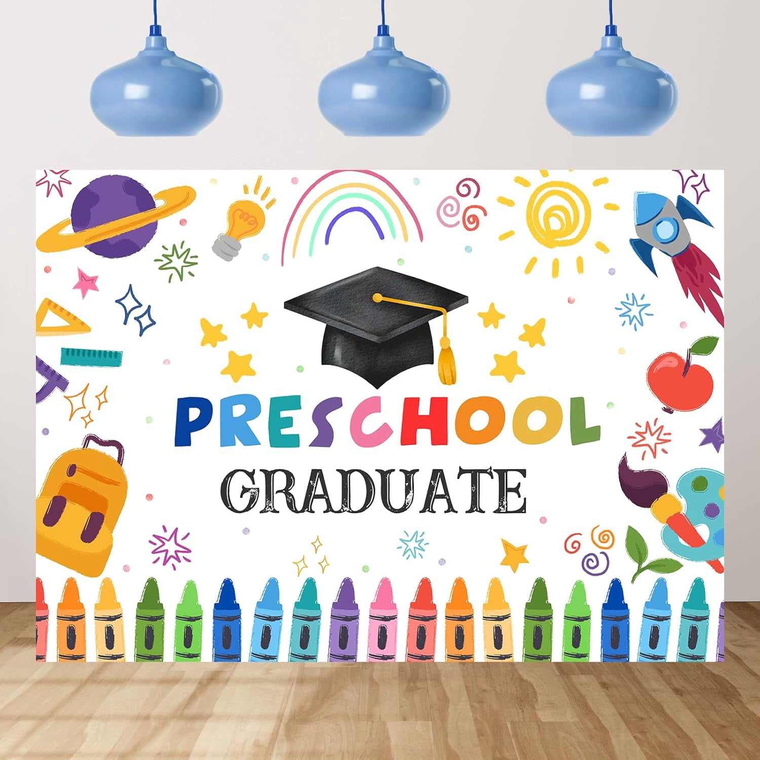 7x5FT Preschool Graduate Backdrop Kindergarten Graduation Photography ...