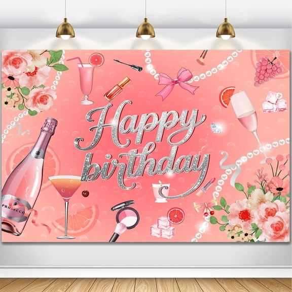 7x5FT Red Wedding Party Backdrop Pink Champagne Wine Cup Photography Background Bridal Shower Bachelorette Engagement Party Decor Banner Photo Booth Props