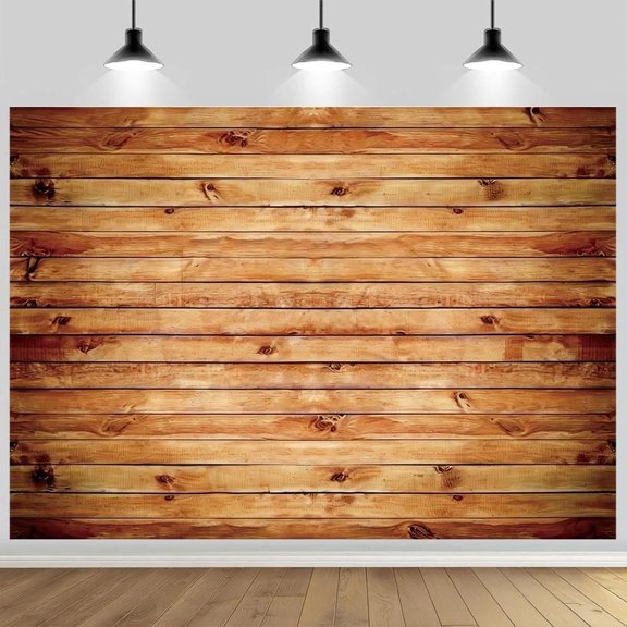 7x5FT Rustic Wood Wall Photography Backdrop Natural Brown Wooden Board Background Baby Shower Birthday Party Cake Table Decoration Banner Photo Studio Props Polyester