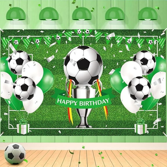 7x5FT Soccer Theme Party Backdrop Banner Happy Birthday Background for Boys Kids Teens Large Sport Birthday Backdrop for Boys