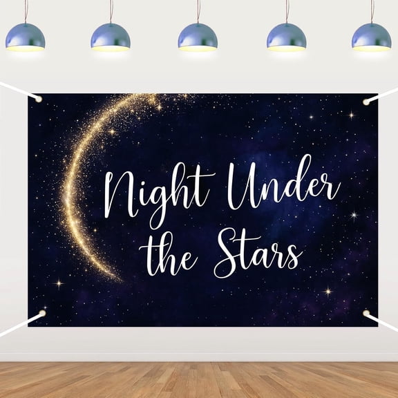 7x5FT Under The Stars Backdrop Galaxy Outer Space Universe Nebula Baby Shower Photography Background Starry Sky Space Birthday Party Decorations Banner Supplies Photo Booth Props
