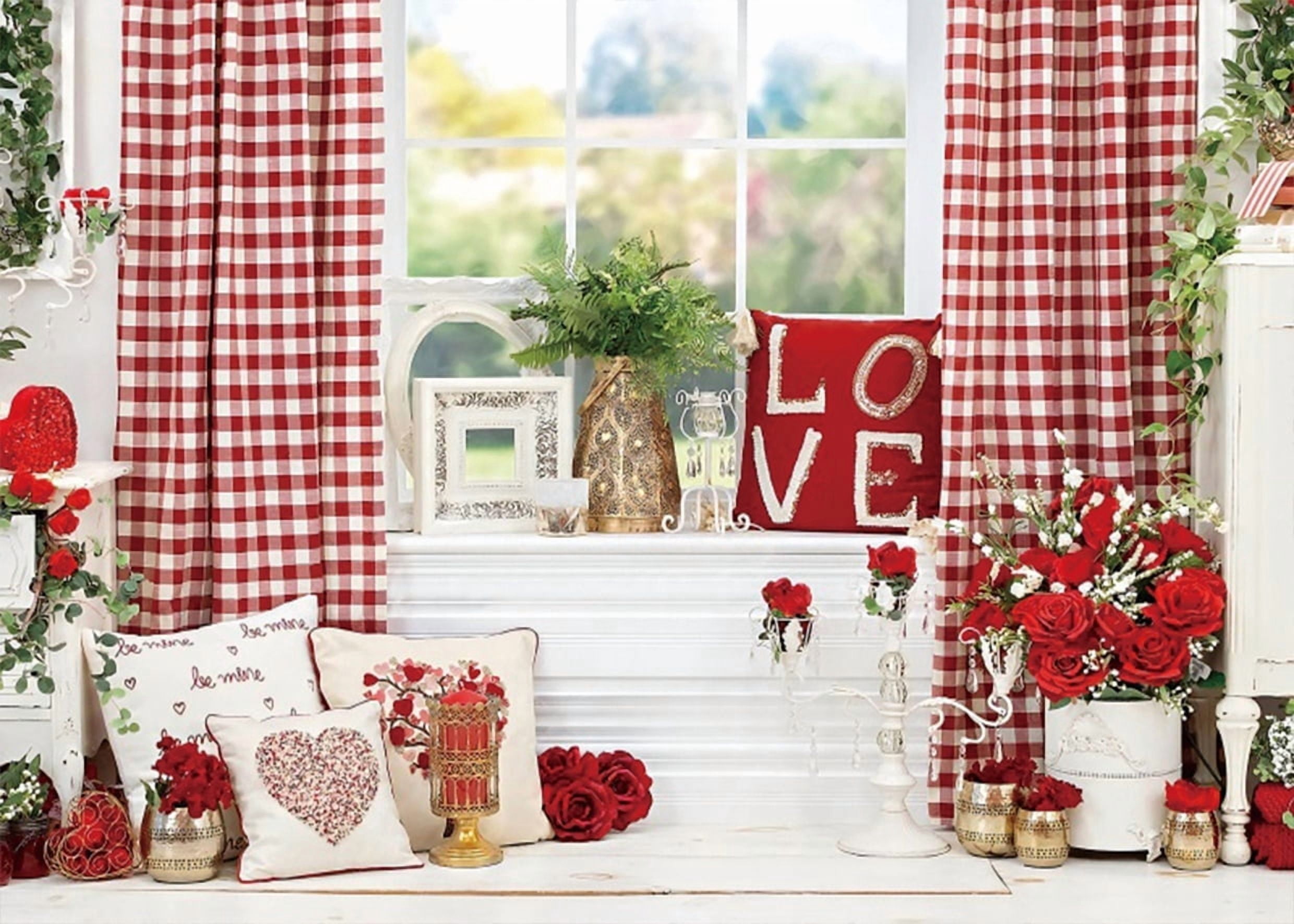 7x5FT Sweet Home Backdrop Red Rose Valentine's Day Backdrop for Wedding ...