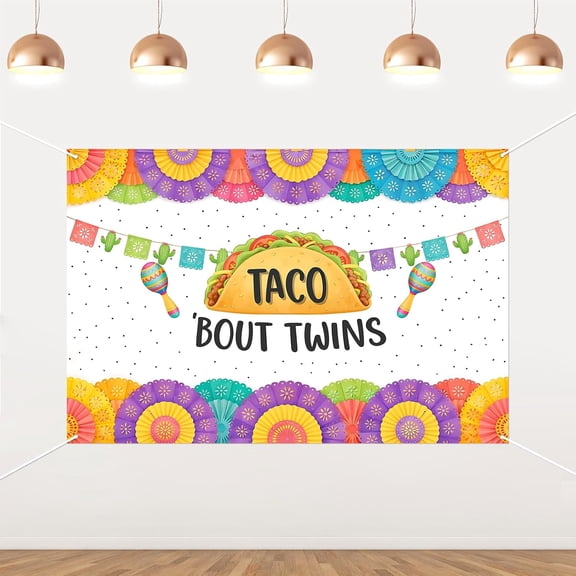 7x5FT Taco Bout Twins Backdrop Mexican Fiesta Twins Baby Shower Background Colorful Taco Cactus Maraca Fiesta Gender Reveal Party Decorations Banner Supplies Photo Booth Props
