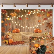 7x5FT Fall Backdrop Fall Photo Backdrop Thanksgiving Backdrop Fall Pumpkin Photography Backdrop Autumn Thanksgiving Harvest Hay Glitter Wooden Background