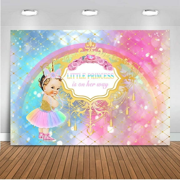 7x5FT Unicorn Baby Shower Backdrop Little Princess Rainbow Photography Background Girl's Baby Shower Party Backdrops Banner Decoration