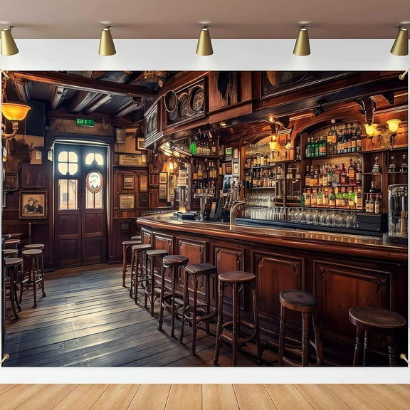 7x5FT Vintage Bar Backdrop Retro Pub Wooden Tavern Photography Background Whiskey Party Decorations Banner Photo Booth Props
