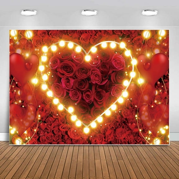 7x5FT Wedding Red Rose Floral Photo Background Vinyl Sweet Bridal Party Style Photography Backdrops Photo Studio Props