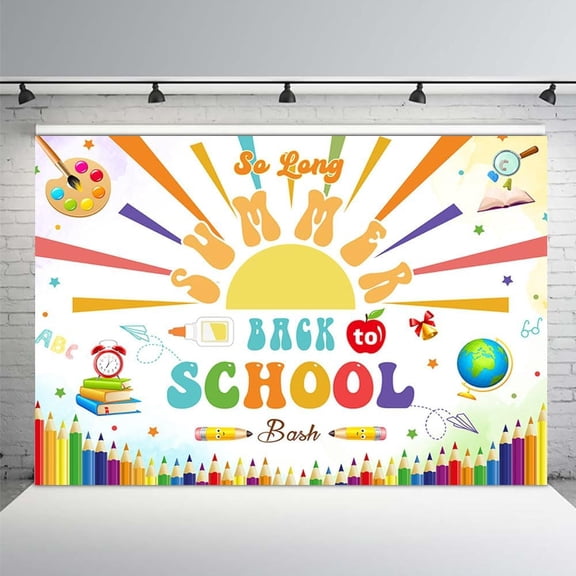 7x5FT Welcome Back to School Backdrop So Long Summer Back to School Bash Banner Preschool Classroom Party Photography Decorations Ceremony Supplies Background Photo Booth