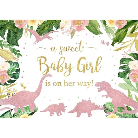 7x5Ft Dinosaur Baby Shower Backdrop for Girl Jungle Dino Theme Roar Party Decorations Banner Dinosaur Hatching Soon Baby Shower Background Supplies