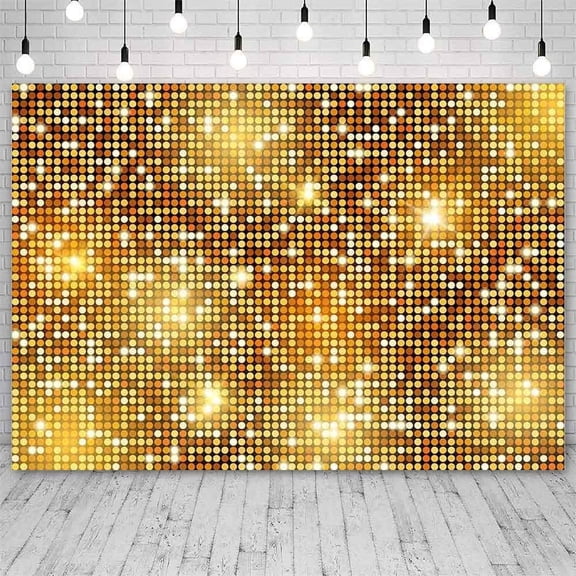 7x5Ft Gold Glitter Backdrop Disco Glitter Birthday Wedding Photography Background for 70s Theme Birthday Party Decorations Banner Photo Studio Props