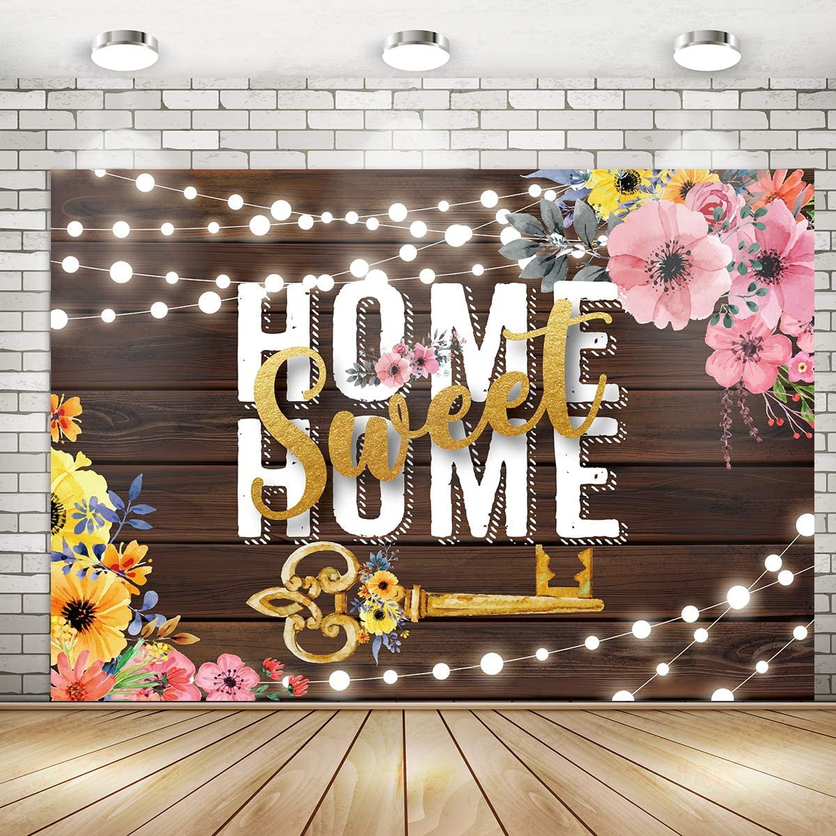 7x5Ft Housewarming Backdrop Welcome Home We Got The Key Photography  Background Pink Yellow Floral Rustic Sweet Home Family Gathering Party  Decorations Banner Supplies Photo Booth Props - Walmart.com, image size:1200x1200