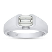 7x5MM Emerald Cut Lab Created Moissanite Diamond Signet Wedding Band Ring For Men In 14K White Gold Over Sterling Silver Jewelry (G-H Color, VVS1 Clarity, 1.00 Cttw) Ring-Size-4