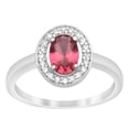thumbnail image 1 of 7x5MM Oval Shape Red Cz Gemstone 925 Sterling Silver Solitaire Halo Women Wedding Ring, 1 of 5