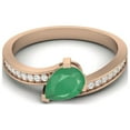 thumbnail image 1 of 7x5MM Pear Shape Natural Green Emerald 925 Sterling Silver Rose Vermeil Solitaire Mother's Day Gift Ring, 1 of 4