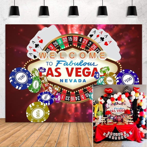 7x5fFT Las Vegas Casino Backdrop for Party Photography FHZON 7x5ft Poker Chip Turntable Photography Background Photo Video Props