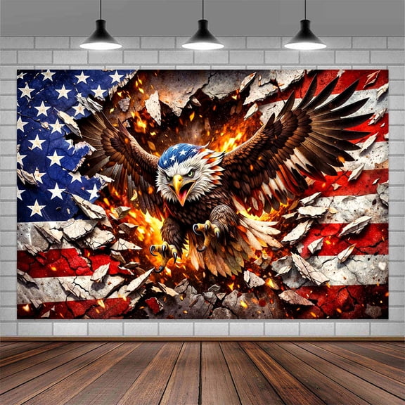 7x5ft 4th of July 250 Years Backdrop Decorations, American 250th Anniversary USA Flag Bald Eagle Patriotic Independence Day Background Backdrop for Photography Party Photo Banner Supplies Decor