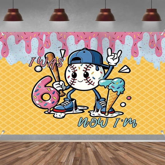 7x5ft 67 Birthday Backdrop Funny 67 Meme Six Seven Themed Baseball Happy Birthday Background Party Decorations Banner Photo Booth Props