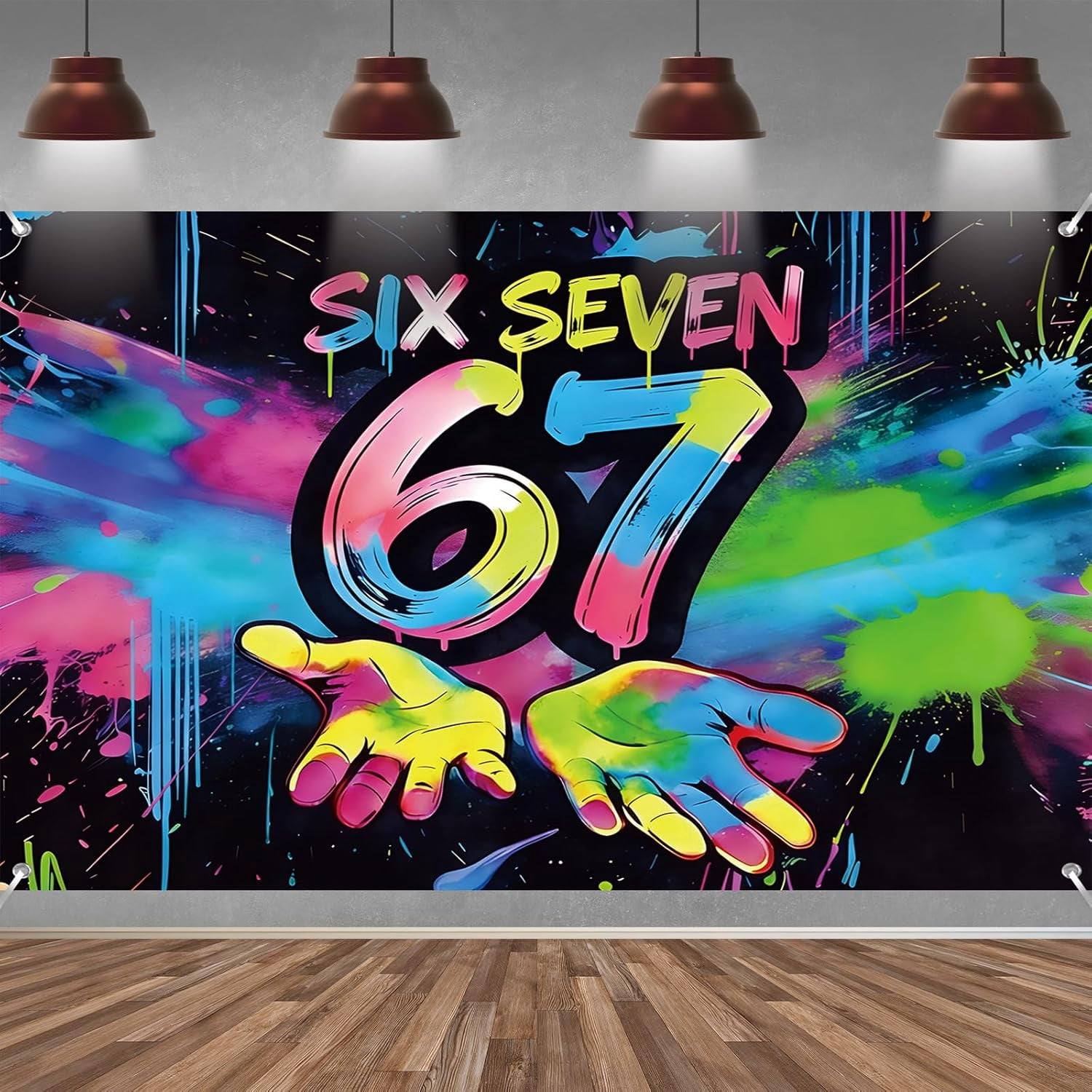 7x5ft 67 Birthday Backdrop Funny 67 Meme Six Seven Themed Graffiti ...