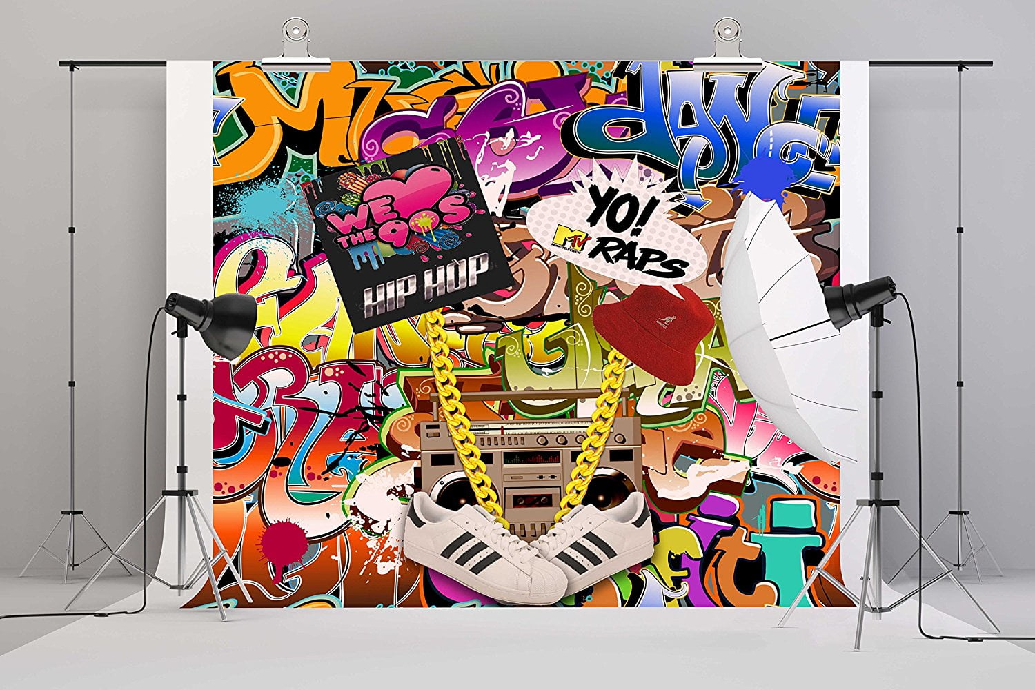Rapper Backdrops 7x5ft 90th Photography Backdrop Hip Hop 90's Party Decoration Photo ...