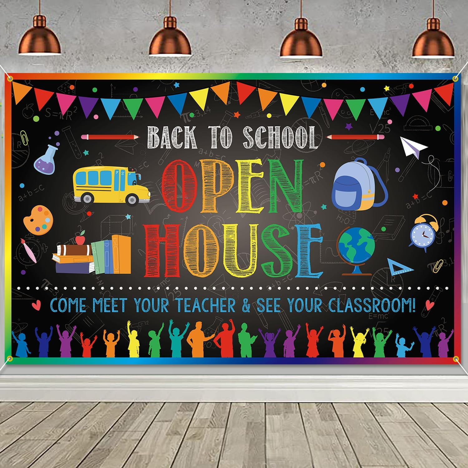 Welcome Back To School Banner 71x43 In With 6m/19.68ft Ribbon – Large Back To School Backdrop & First Day Of School Banner – Classroom Wall Sign For Back To School