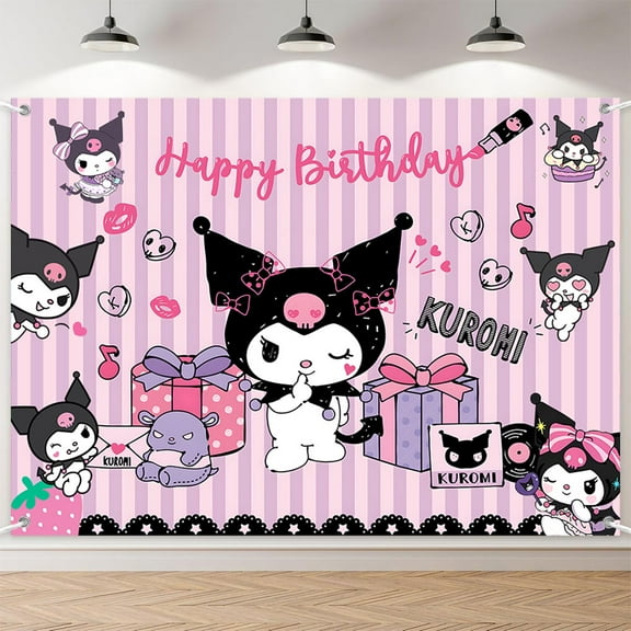 7x5ft Black and Pink Cat Bowknot Gift Box Birthday Backdrop for Girl