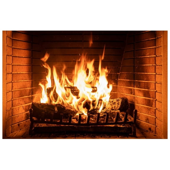 7x5ft Blazing Fire Backdrop, Fireplace with Raging Flames Black Background, Birthday Party Bonfire Decor