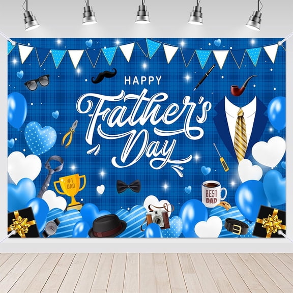 7x5ft Blue Happy Fathers Day Best Dad Ever Photography Backdrop