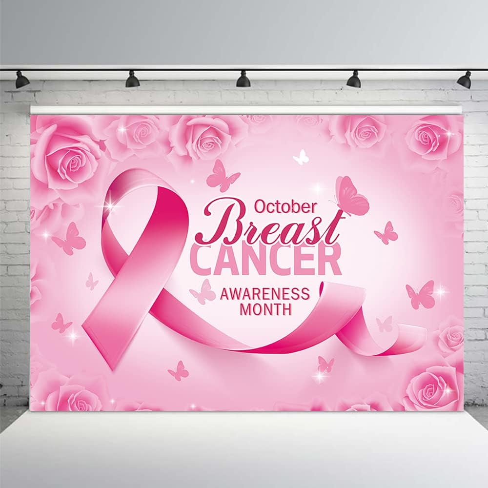 7x5ft Breast Cancer Awareness Backdrop for Party Decor Pink Ribbon Girl ...