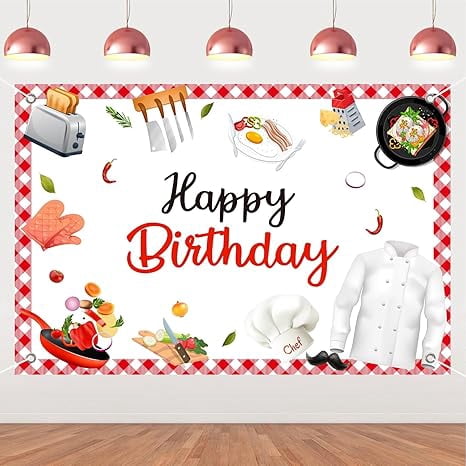 7x5ft Chef Happy Birthday Backdrop Banner Cook Photography Background ...